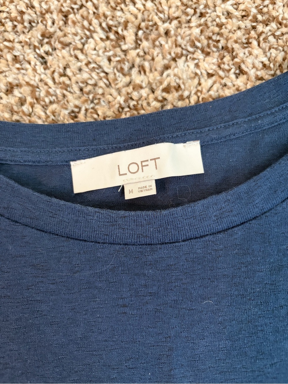 LOFT Navy Ruffle Sleeve Tee - Picture 3 of 4